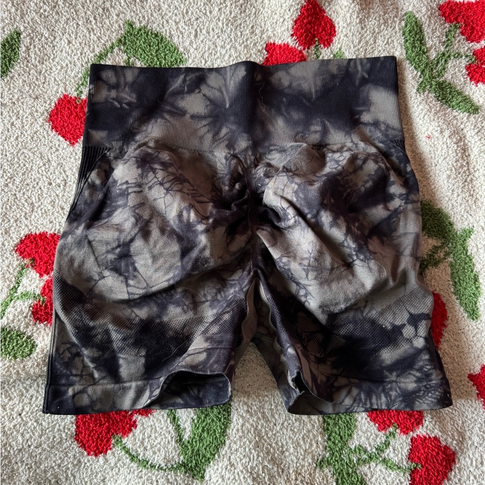 Black and Gray Tie-Dye Shorts